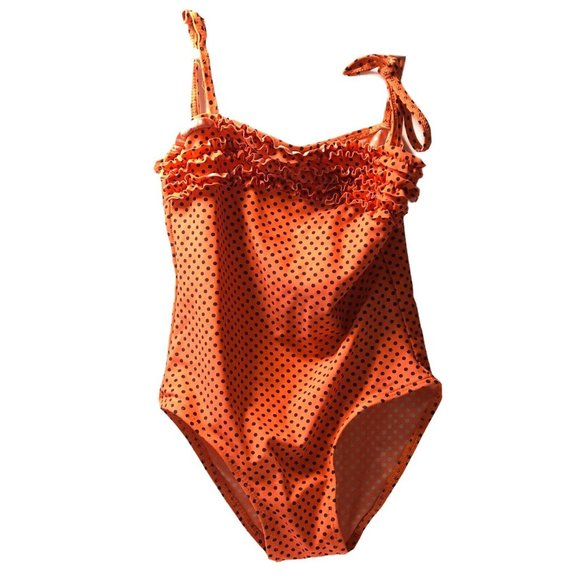 Little Star Girls size 8 Swimsuit Orange & black - Picture 1 of 11